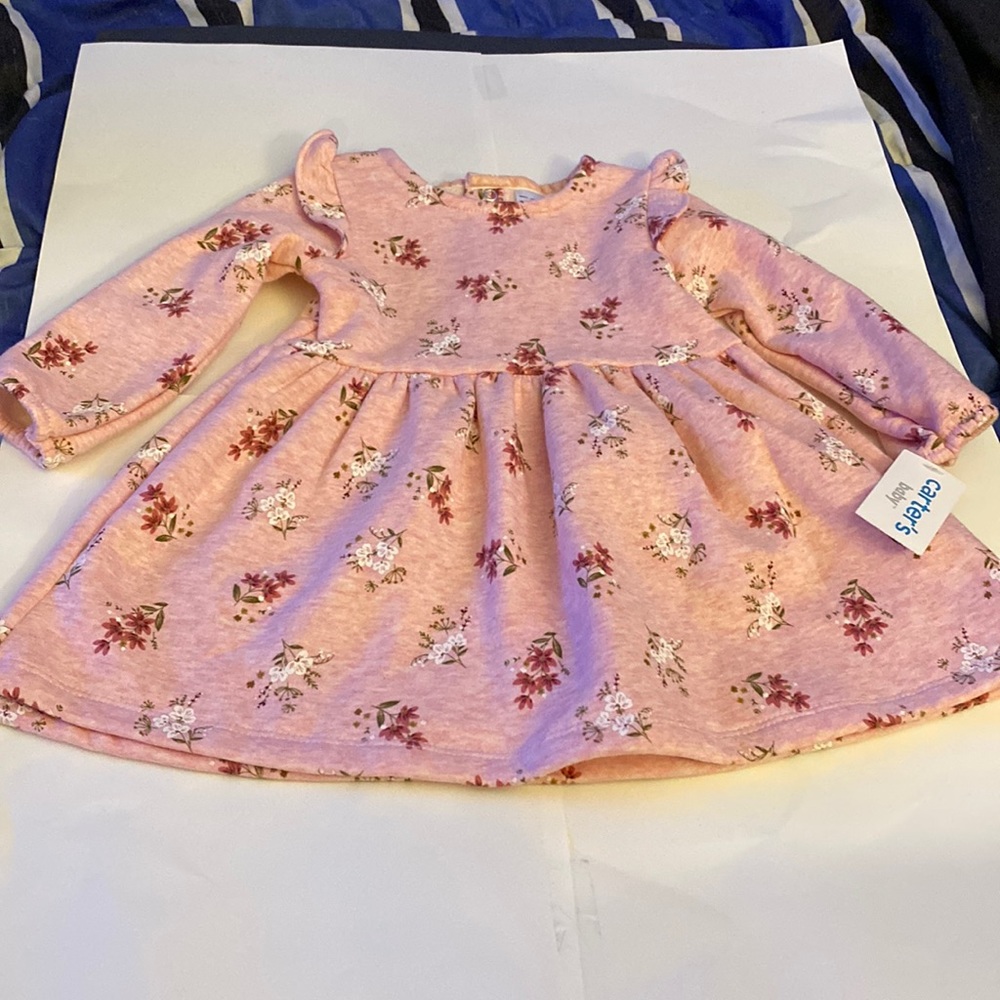 Carters baby girls pink floral sweater dress. New, never worn with tag. Size 18M